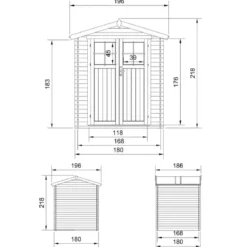 Casetta da Giardino in Legno 180x180 Pavimento Porta con Serratura