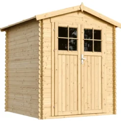 Casetta da Giardino in Legno 180x180 Pavimento Porta con Serratura