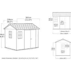 Casetta da Giardino Keter Newton Plus in Resina Grigio 230x287 cm