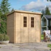 Casetta da Giardino Legno 19 mm 200x130 cm Doppia Porta Tetto Bitumato