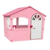 Casetta da Giardino per Bambini Rosa in Plastica Porta e Finestre Apribili
