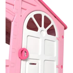 Casetta da Giardino per Bambini Rosa in Plastica Porta e Finestre Apribili