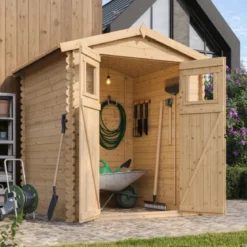 Casetta da Giardino 180x180 in Legno 19mm Porta con Finestra