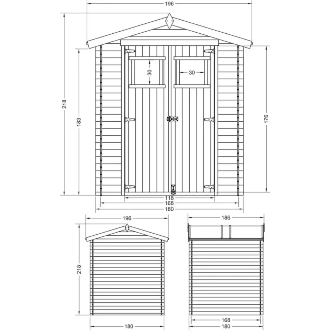 Casetta da Giardino 180x180 in Legno 19mm Porta con Finestra