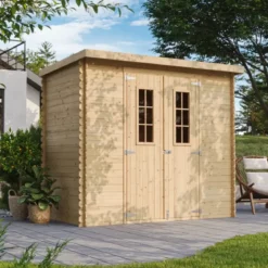 Casetta da Giardino 235x130 Legno 19 mm Pavimento Doppia Porta 3 m2