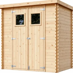 Casetta da Giardino 200x130 Legno 19 mm Doppia Porta Finestrata 2 m2