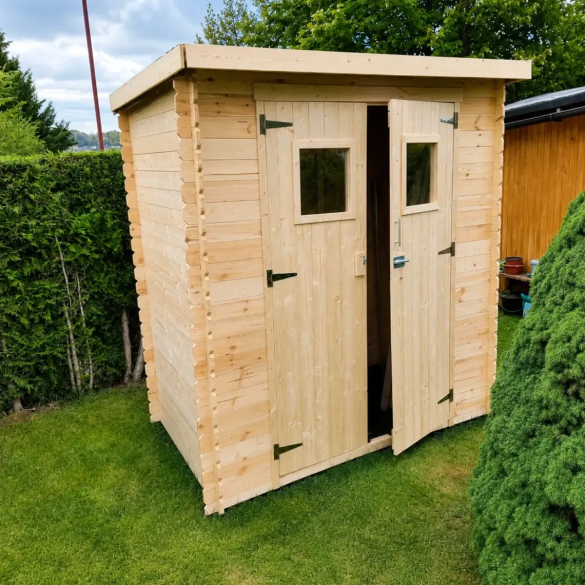 Casetta da Giardino 200x130 Legno 19 mm Doppia Porta Pavimento 2 m2