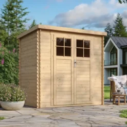 Casetta da Giardino 204x142 Legno 19 mm Pavimento Porta Serratura 2 m2