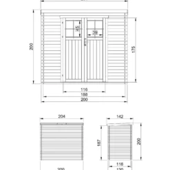 Casetta da Giardino 204x142 Legno 19 mm Pavimento Porta Serratura 2 m2