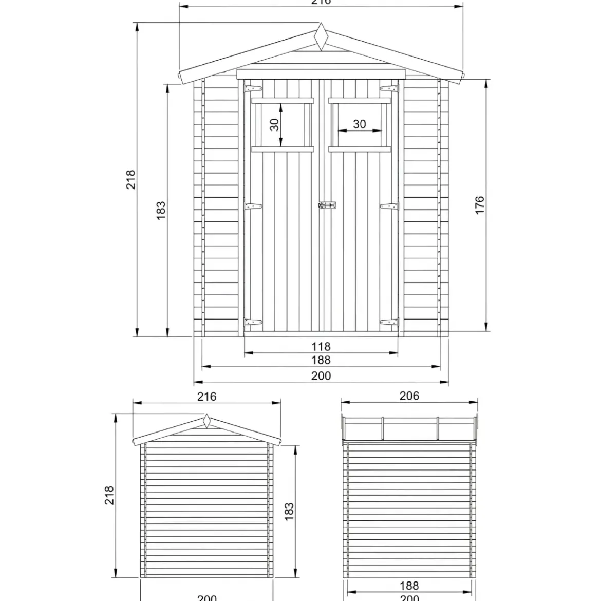 Casetta da Giardino 2x2 Legno 19 mm Pavimento Porta Deposito Attrezzi