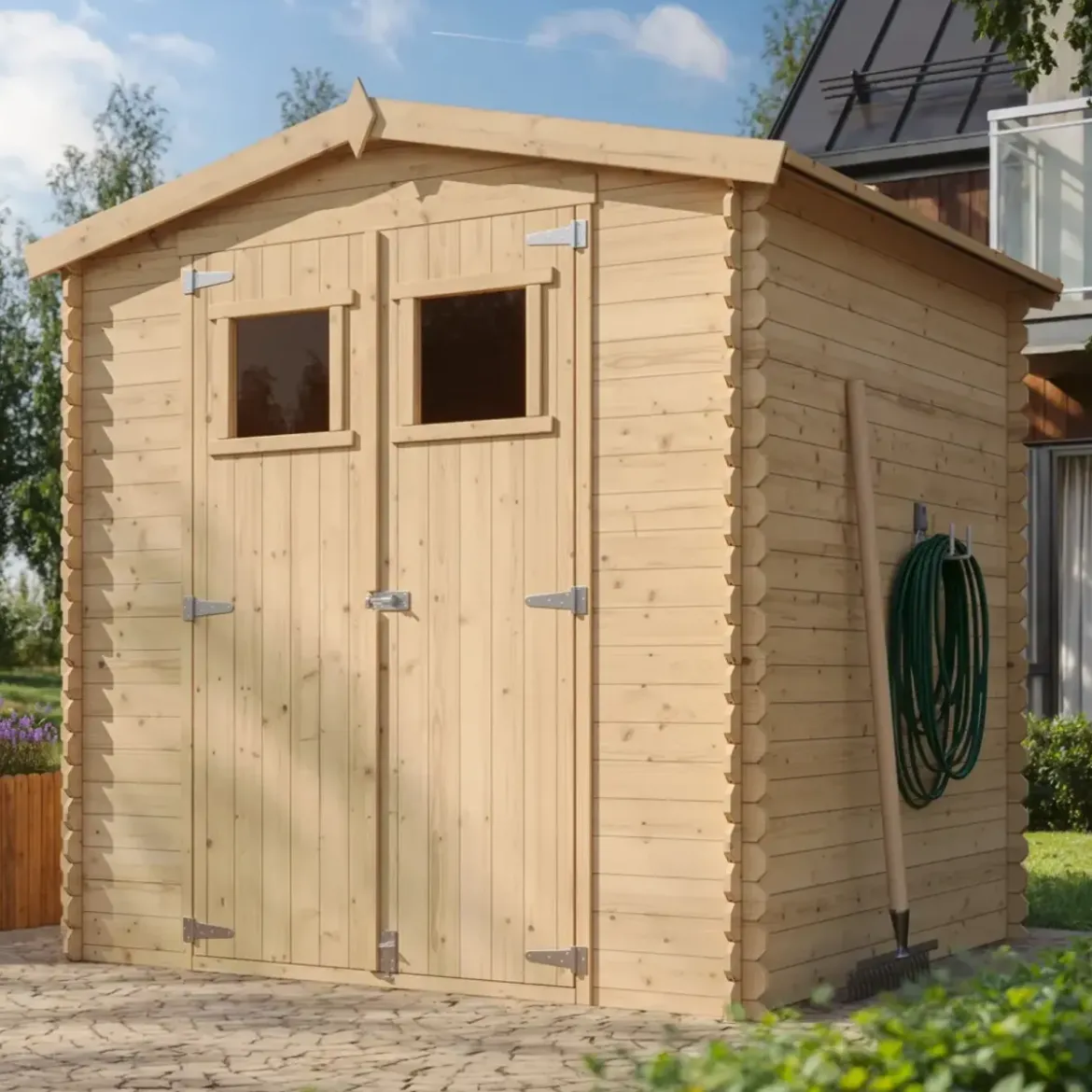 Casetta da Giardino 2x2 Legno 19 mm Pavimento Porta Deposito Attrezzi