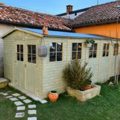 Casetta da Giardino 3x5 m in Legno 17 mm Porte Doppie Finestre 15 m2