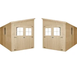 Casetta da Giardino 2x4 m in Legno 17 mm Addossata Aperta con Pavimento