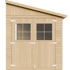 Casetta da Giardino 2x4 m in Legno 17 mm Addossata Aperta con Pavimento