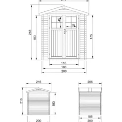 Casetta da Giardino 2x2 m Legno 19 mm Serratura Tetto Impermeabile