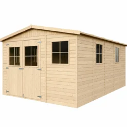Casetta da Giardino 3x5 m Legno 17 mm Pavimento Porte Finestre 15 m2