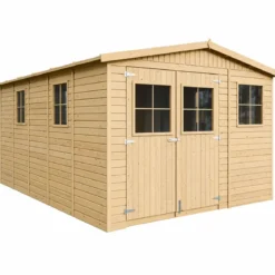 Casetta da Giardino 3x5 m Legno 17 mm Pavimento Porte Finestre 15 m2