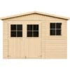 Casetta da Giardino 3x4 m Legno 17 mm Tetto OSB Doppia Porta Finestre