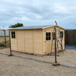 Casetta da Giardino 3x4 m Legno 17 mm Tetto OSB Doppia Porta Finestre