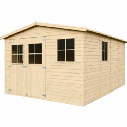 Casetta da Giardino 3x4 m Legno 17 mm Tetto OSB Doppia Porta Finestre