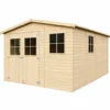 Casetta da Giardino 3x4 m Legno 17 mm Pavimento Doppia Porta Finestre