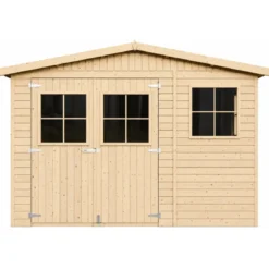 Casetta da Giardino 3x4 m Legno 17 mm Pavimento Doppia Porta Finestre