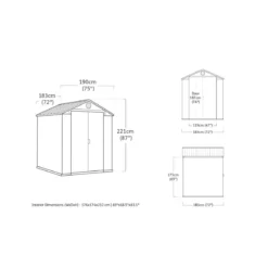 Casetta da Giardino 190x183x221 cm Effetto Legno EVOTECH+ Doppia Porta