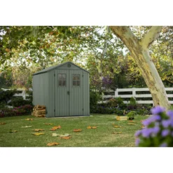 Casetta da Giardino 190x183x221 cm EVOTECH Effetto Legno con Finestre