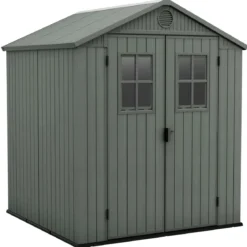 Casetta da Giardino 190x183x221 cm EVOTECH Effetto Legno con Finestre