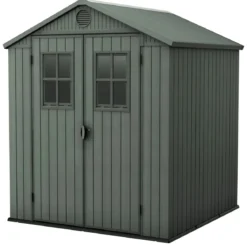 Casetta da Giardino 190x183x221 cm EVOTECH Effetto Legno con Finestre