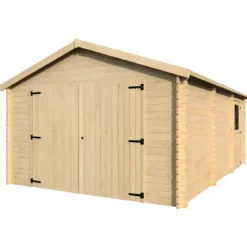Casetta Garage Box in Legno Abete 34mm da Giardino 4x5 Porta Doppia