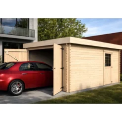Casetta Garage Box in Legno Abete 28mm da Giardino 3x5 Porta Doppia