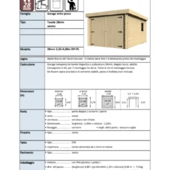 Casetta Garage Box in Legno Abete 28mm da Giardino 3x5 Porta Doppia