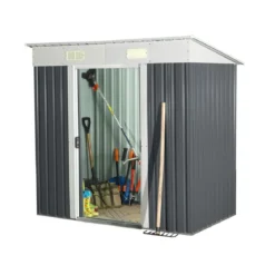 Casetta in Lamiera da Giardino 195x120 Rimessa per Attrezzi Capanno Ricovero Box