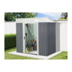 Casetta in Lamiera da Giardino 195x120 Rimessa per Attrezzi Capanno Ricovero Box