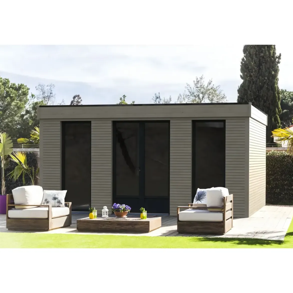 Casetta in Legno Abitabile 5x5 metri Parete Isolanti Porta Finestra da Giardino