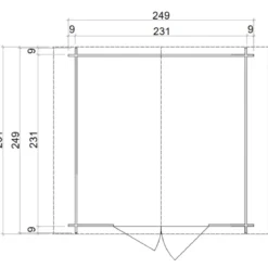 Casetta in Legno Block House 249x249 cm Porta Finestrata da Giardino