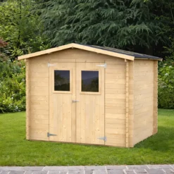 Casetta in Legno Blockhouse 2.5x2 19 mm con Pavimento Ricovero Attrezzi Giardino