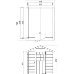 Casetta in Legno con Pavimento 178x218x205 cm Porta Attrezzi da Giardino