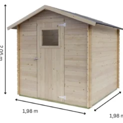 Casetta in Legno da Giardino Block House 2x2 m con Porta Finestrata