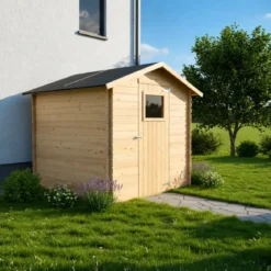 Casetta in Legno da Giardino Block House 2x2 m con Porta Finestrata