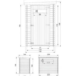 Casetta in Legno da Giardino 19 mm 144x239x198 cm con Pavimento Interno