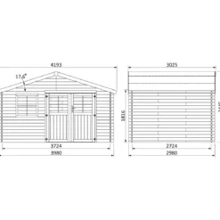 Casetta in Legno da Giardino 4x3 m 28mm BlockHouse