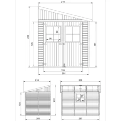 Casetta in Legno da Giardino 3x2 Addossata 3 Pareti con Pavimento