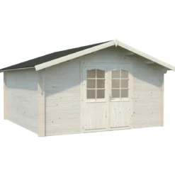 Casetta in Legno da Giardino 4x4 Blockhouse 34 mm Porta Doppia Vetrata