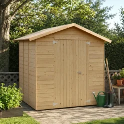 Casetta in Legno da Giardino 238x245 cm con Porta Doppia a Battente