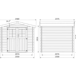Casetta in Legno di Abete 2,33x2,33 da Esterno