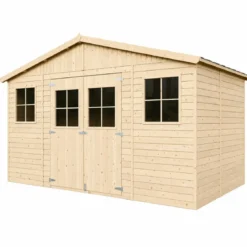 Casetta in Legno Giardino 4x3 17 mm Pavimento Porte Doppie Finestre