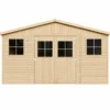 Casetta in Legno Giardino 4x4 17 mm Pavimento Porte Doppie Finestre
