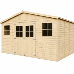 Casetta in Legno Giardino 4x4 17 mm Pavimento Porte Doppie Finestre
